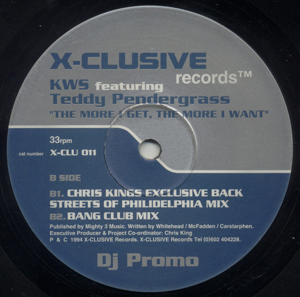 K.W.S. Featuring Teddy Pendergrass : The More I Get, The More I Want (Parts 1 & 2) (2x12", Promo)