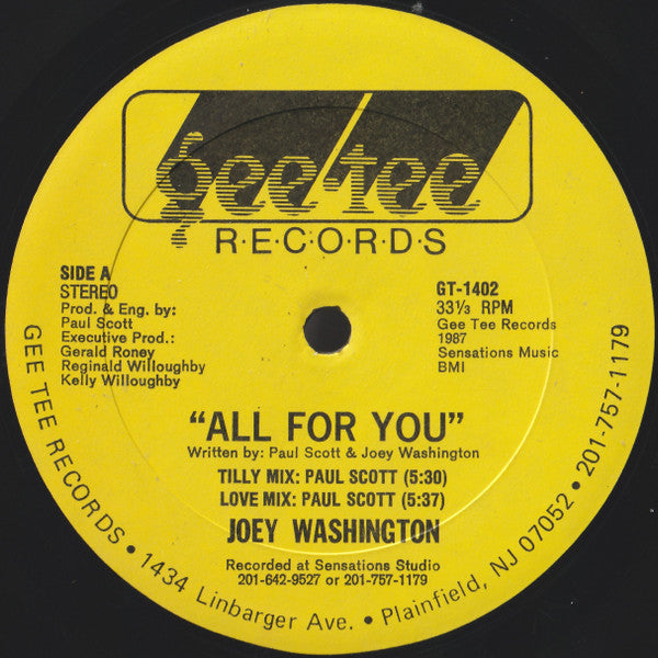 Joey Washington : All For You (12")