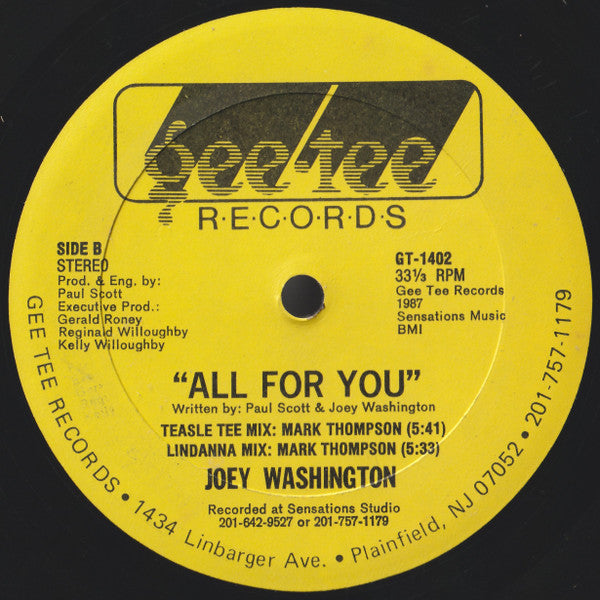 Joey Washington : All For You (12")