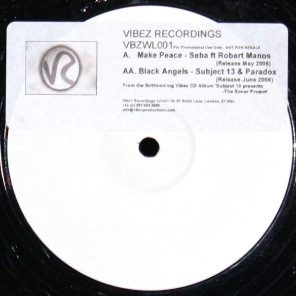 Seba / Subject 13 & Paradox : Make Peace / Black Angels (12", Promo, Smplr, W/Lbl, Sti)