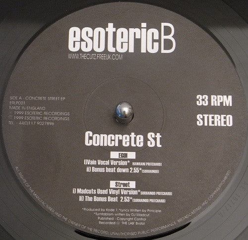 Concrete Street : Concrete Street EP (12", EP, Ltd)