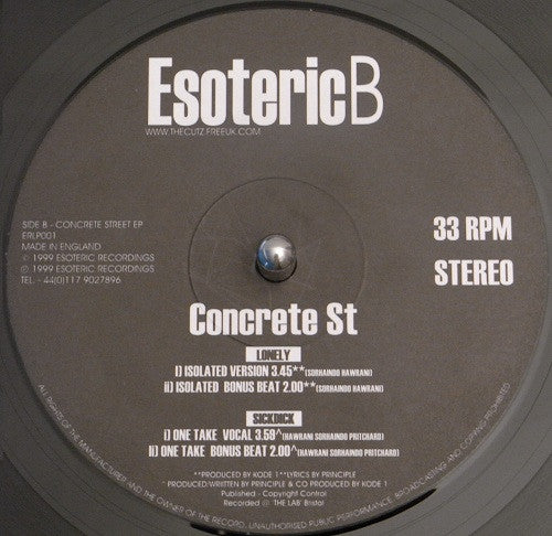 Concrete Street : Concrete Street EP (12", EP, Ltd)