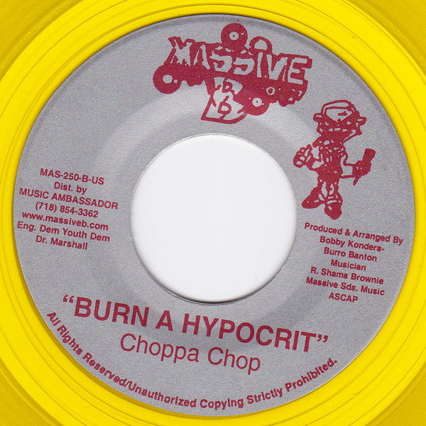 Sizzla / Choppa Chop : Smokin Herbs / Burn A Hypocrit (7", Yel)