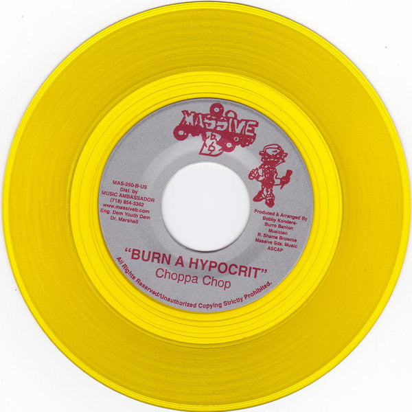 Sizzla / Choppa Chop : Smokin Herbs / Burn A Hypocrit (7", Yel)