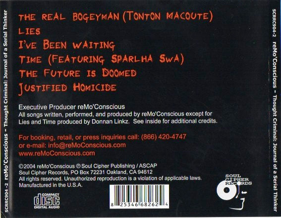 reMo Conscious : Thought Criminal: Journal Of A Serial Thinker (CD, EP)