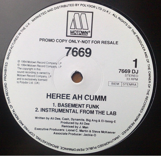 7669 : Heree Ah Cumm (12", Maxi, Promo)