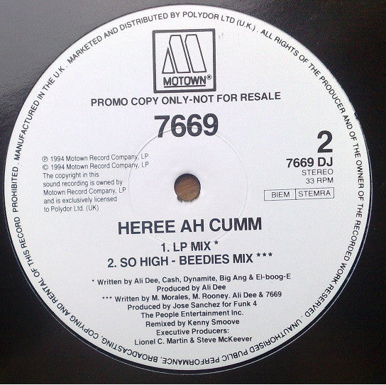 7669 : Heree Ah Cumm (12", Maxi, Promo)