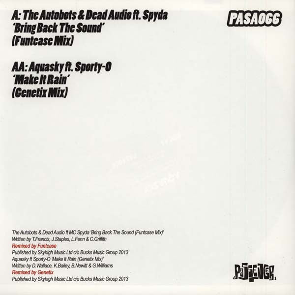 Autobots & Dead Audio / Aquasky : Bring The Ruckus (Remixes By Funtcase & Genetix) (12")