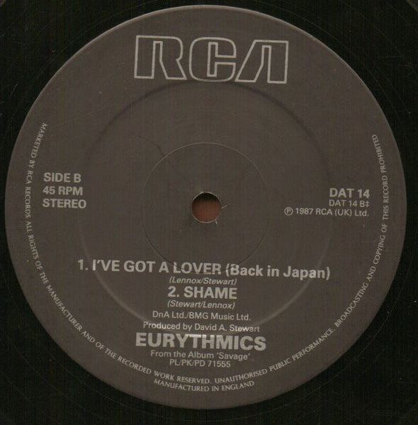 Eurythmics : Shame (12", Single)