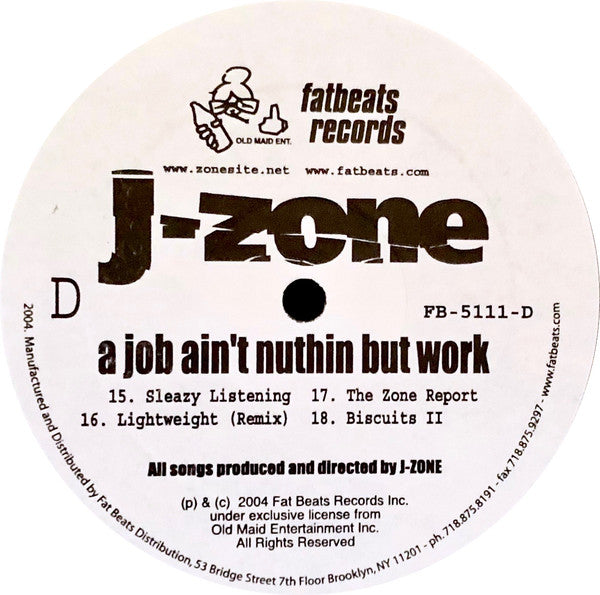 J-Zone : A Job Ain't Nuthin But Work (2xLP, Album)