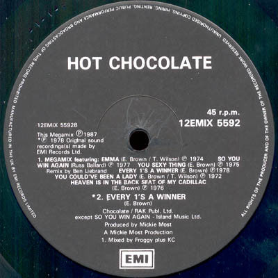Hot Chocolate : You Sexy Thing (Extended Replay Mix) / Megamix (12")