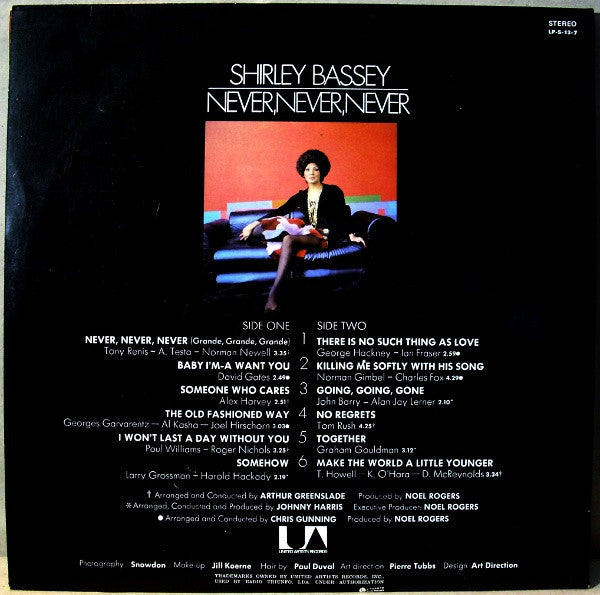 Shirley Bassey : Never Never Never (LP, Album, Gat)