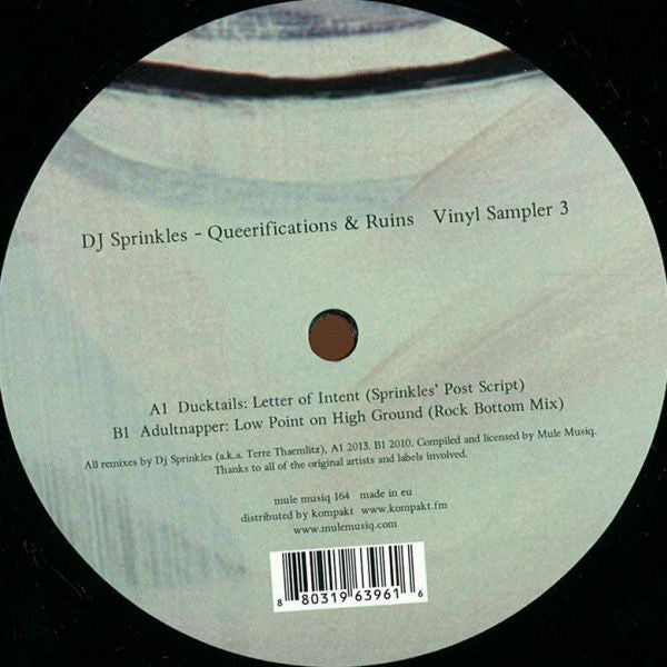 DJ Sprinkles : Queerifications & Ruins Vinyl Sampler 3 (12", Smplr)