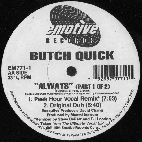 Butch Quick : Always (Part 1 Of 2) (12")