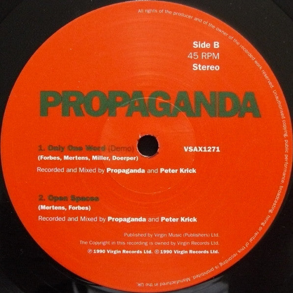 Propaganda : Only One Word (Box, Ltd + 10", Single)