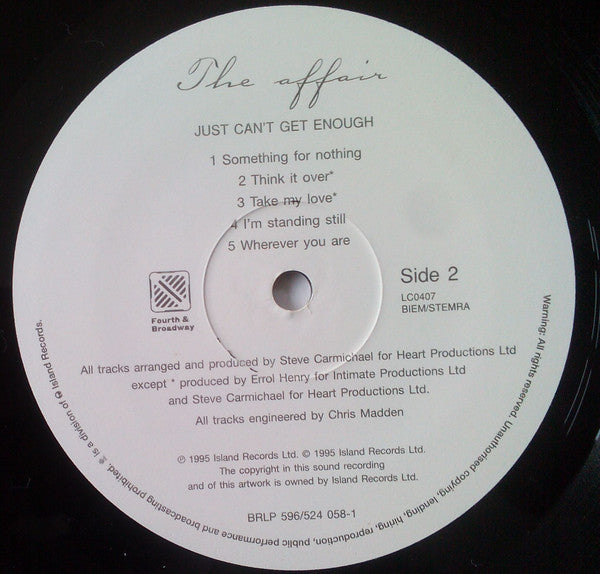 The Affair (3) : Just Can't Get Enough (LP, Album)