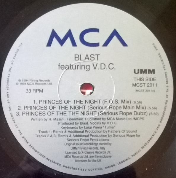 Blast Featuring V.D.C. : Princes Of The Night (12", 1/2)