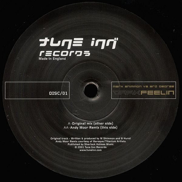 Mark Shimmon vs. 3rd Degree : Dark Feelin' (12", 1/2)