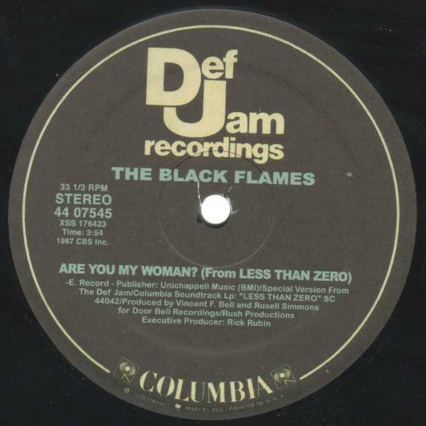 The Black Flames / Public Enemy : Are You My Woman? / Bring the Noise (From Less Than Zero) (12", RE)