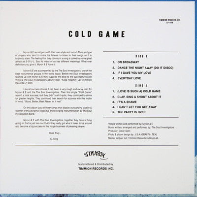 Myron And E With The Soul Investigators : Cold Game (LP, Album)