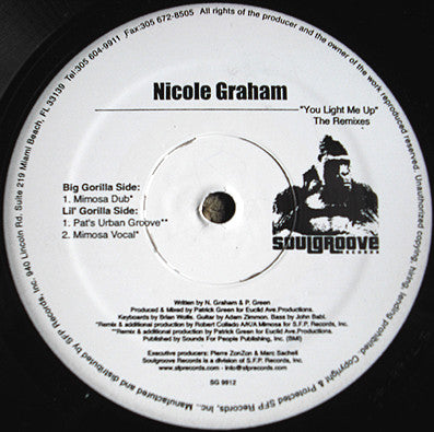 Nicole Graham : You Light Me Up (The Remixes) (12")