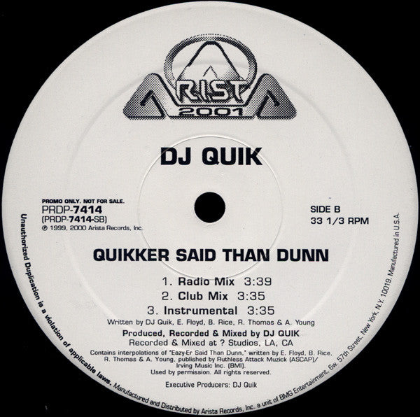 DJ Quik : Pitch In Ona Party (12", Promo)