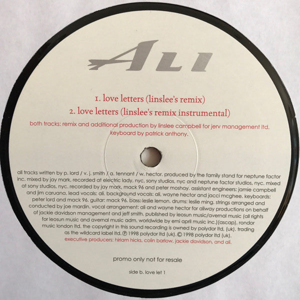 Alistair Tennant : Love Letters (12", Promo)