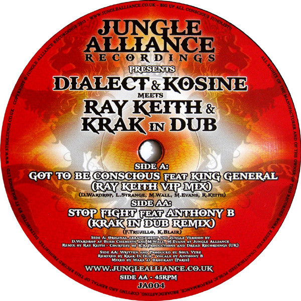 Kosine & Dialect Meets Ray Keith & Krak In Dub : Got To Be Conscious / Stop Fight (12")