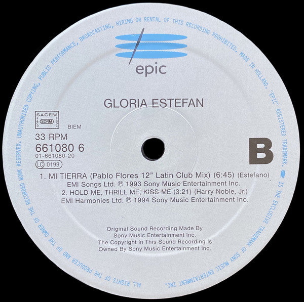 Gloria Estefan : Hold Me, Thrill Me, Kiss Me (12", Single)