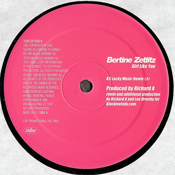 Bertine Zetlitz : Girl Like You (12", Promo)