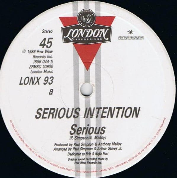 Serious Intention : Serious (12")