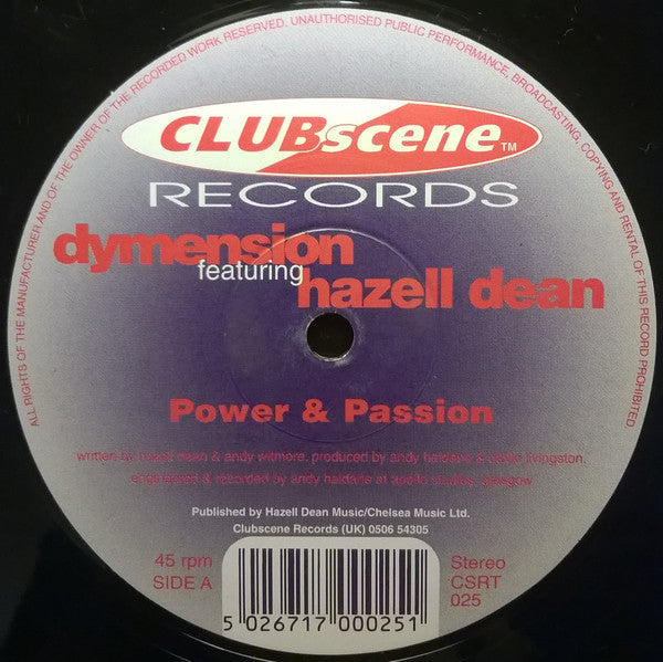 Dymension Featuring Hazell Dean : Power & Passion (12")