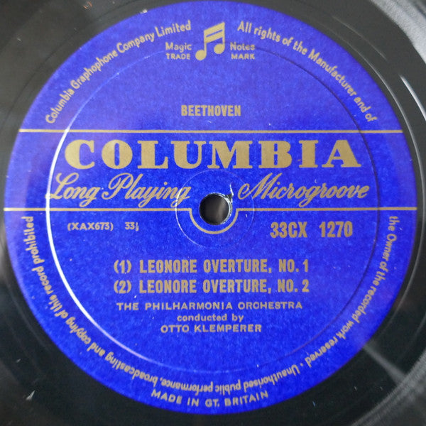 Ludwig van Beethoven : Beethoven Fidelio Overture, Leonore Overtures Nos 1, 2 & 3 (LP, Mono)