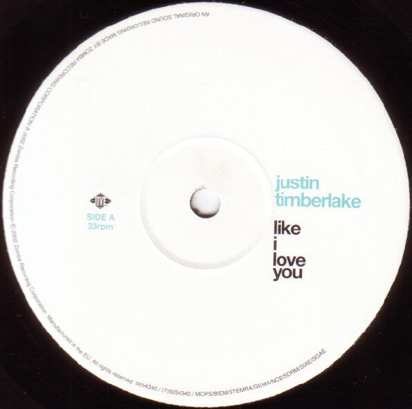 Justin Timberlake : Like I Love You (12")
