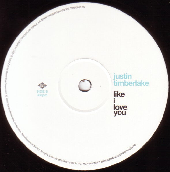 Justin Timberlake : Like I Love You (12")