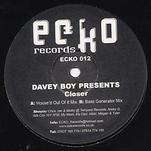 Davey Boy : Closer (12")