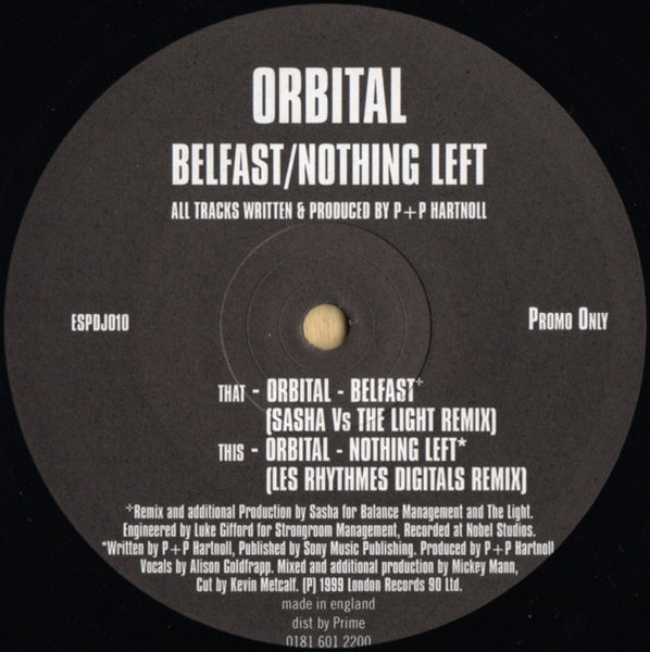Orbital : Belfast / Nothing Left (2x12", Ltd, Promo)