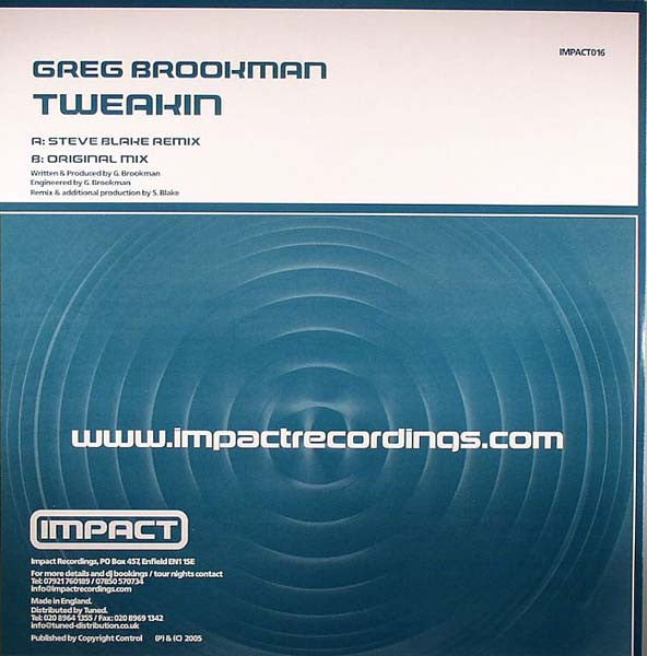 Greg Brookman : Tweakin (12")