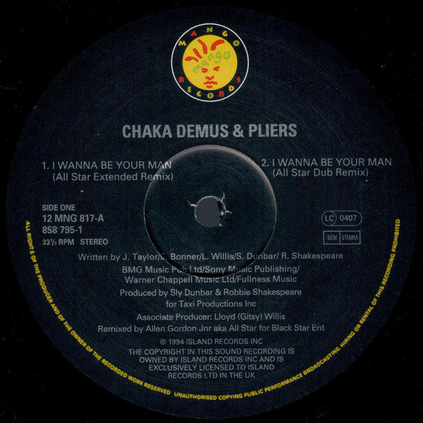 Chaka Demus & Pliers : I Wanna Be Your Man (12", Single)