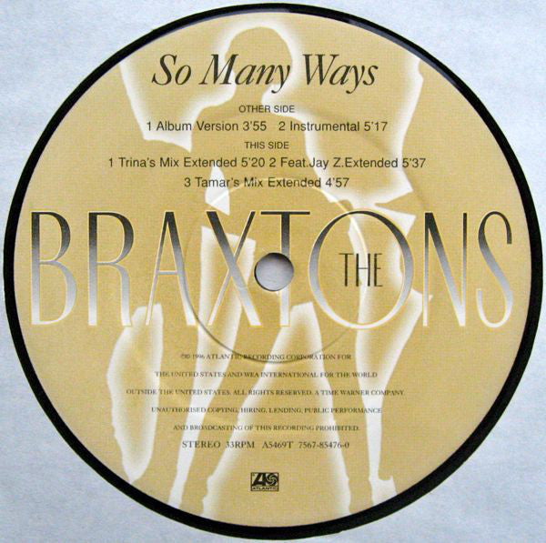 The Braxtons : So Many Ways (12", Single)