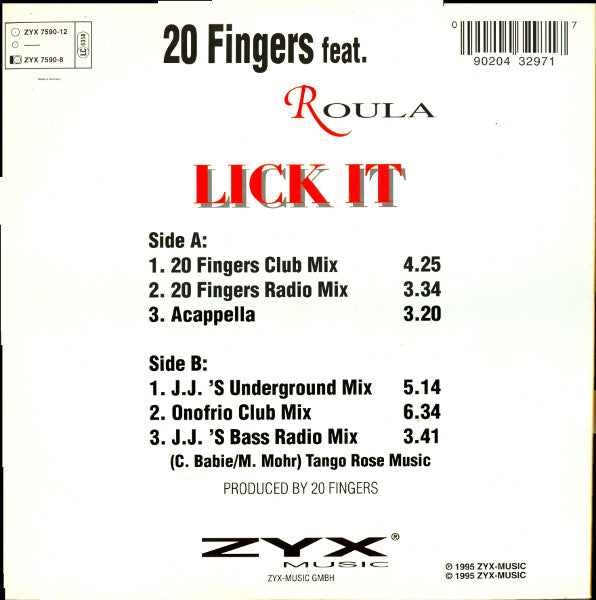 20 Fingers Feat. Roula : Lick It (12")