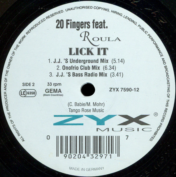 20 Fingers Feat. Roula : Lick It (12")