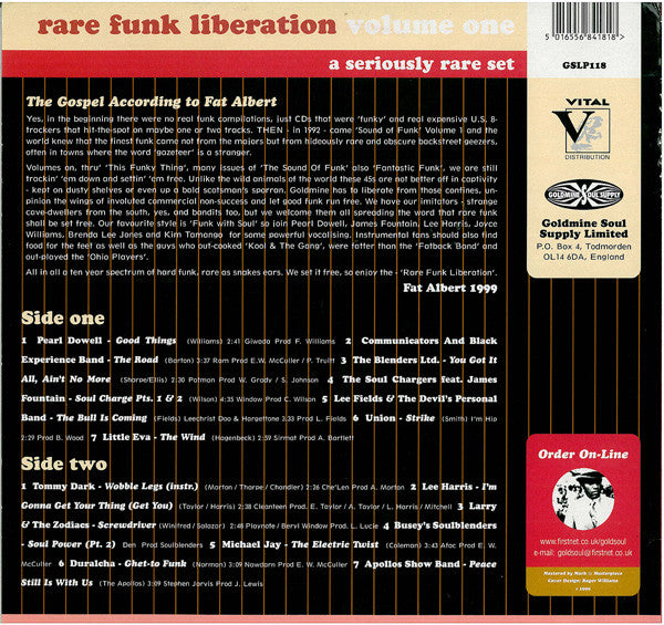 Various : Rare Funk Liberation Volume One (LP, Comp)
