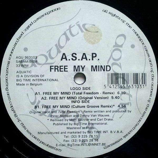 A.S.A.P. : Free My Mind (12")