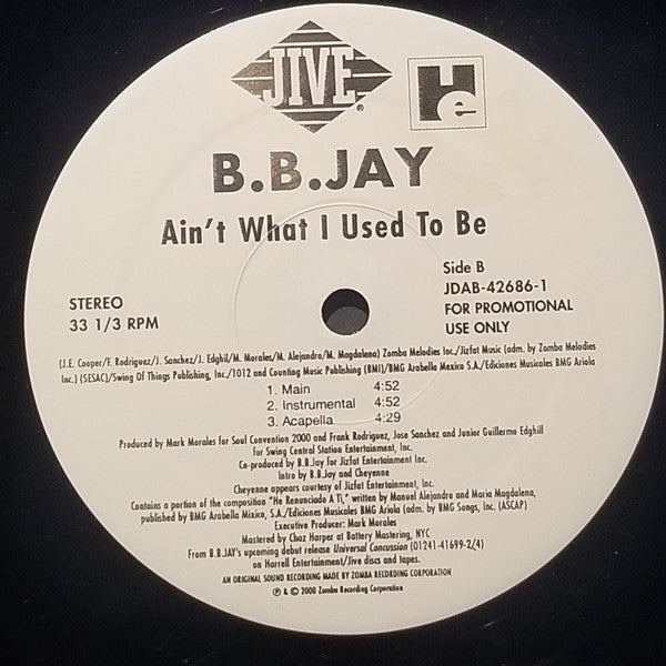 B.B. Jay : Don't Be Mad (Who Da' Blame) (12", Promo)