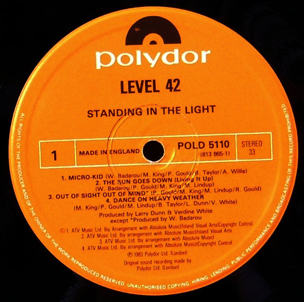 Level 42 : Standing In The Light (LP, Album)
