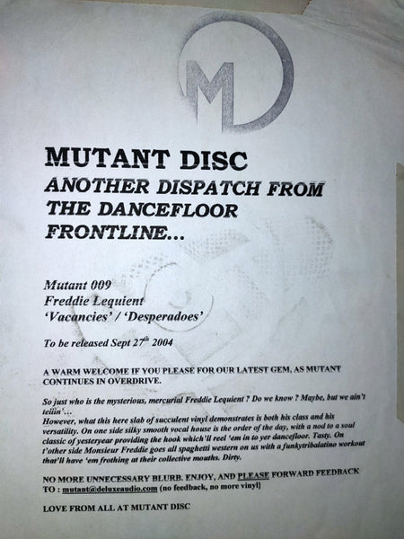 Freddie Lequient Feat. Judie Tzuke : Vacancies / Desperados (12", W/Lbl)