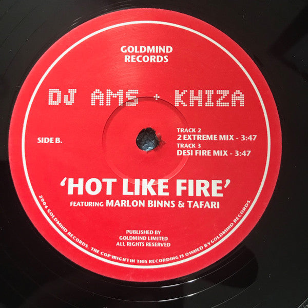 DJ AMS & Khiza : Hot Like Fire (12", Single)
