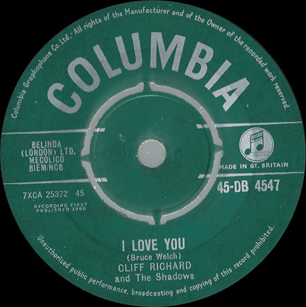 Cliff Richard And The Shadows* : I Love You (7", Single)