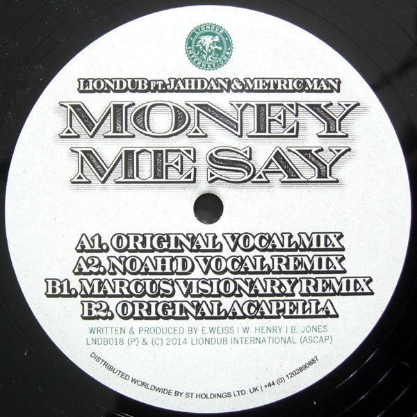 LionDub Featuring Jahdan Blakkamoore & Metric Man : Money Me Say (12")